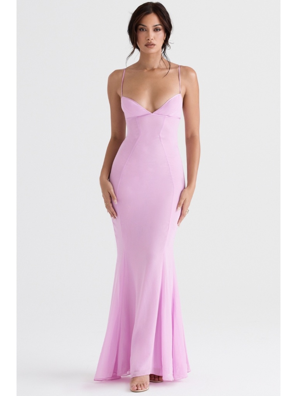 NEW House of CB Loren Pink Maxi Dress Large with Plus Cup
